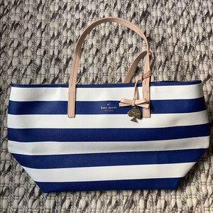 Kate Spade Blue and White Striped Tote